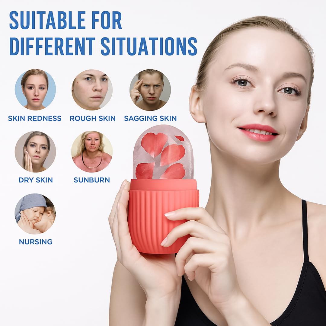 Face Ice Roller for Men & Women – Reusable & Unbreakable Face Massager for Glowing Skin, Puffy Eyes & Relaxation – Ice Cube Roller for Skin