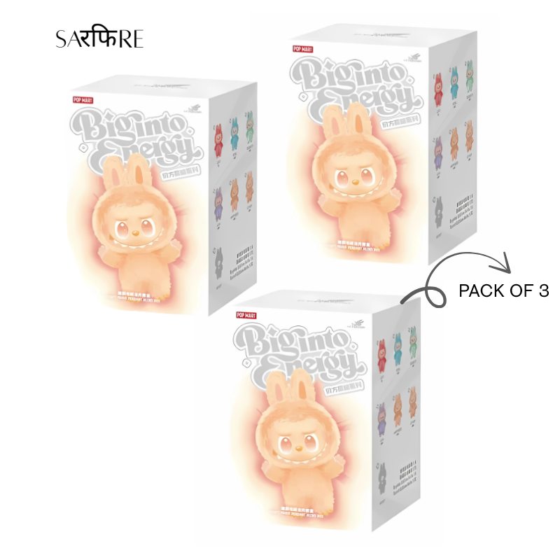 LABUBU Plush Pack of 3 (Random) – Pop Mart Big Into Energy Series | Cute Collectible Plush Toys