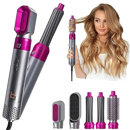 5-in-1 Multifunctional Hair Dryer & Styler Volumizer | Hot Air Brush, Curling Iron, Straightener & Blow Dryer