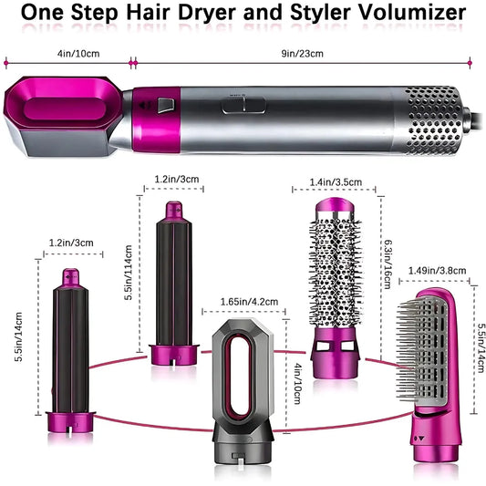 5-in-1 Multifunctional Hair Dryer & Styler Volumizer | Hot Air Brush, Curling Iron, Straightener & Blow Dryer