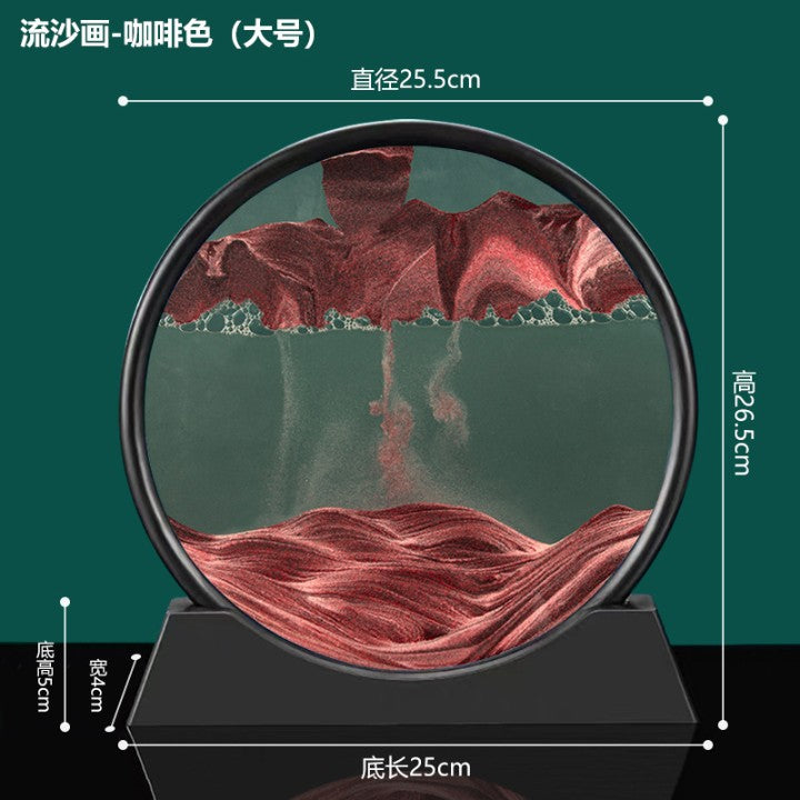 BLACK MIRROR Dynamic Sand Art Display, Round Glass Frame with Moving Quicksand, Desktop Decor for Home and Office