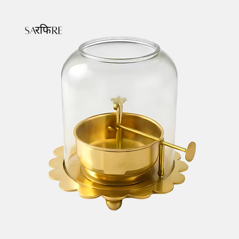 Brass 250 ml Akhand Jyot Diya With Adjustable Bati Knob | Sarphire