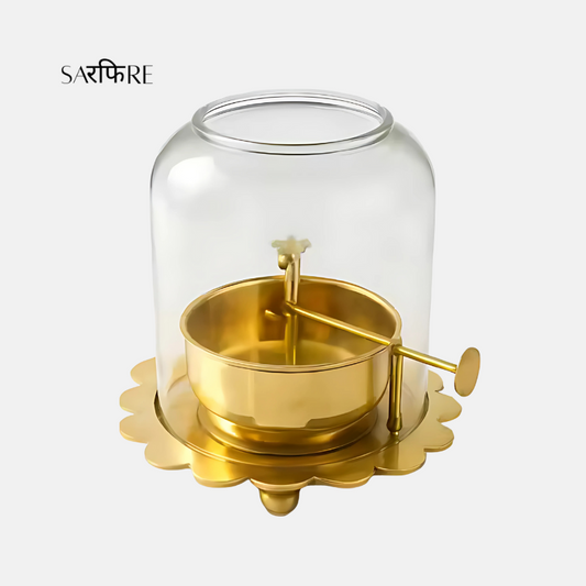 Brass 250 ml Akhand Jyot Diya With Adjustable Bati Knob | Sarphire
