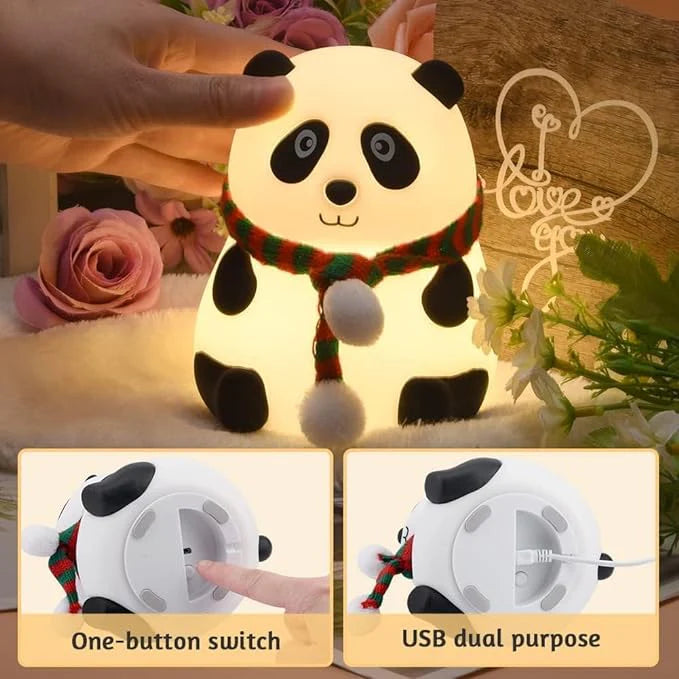 Cute Panda Night Lamp – 7 Color Touch Control, USB Rechargeable Silicone Light | Kid-Friendly | Cute Bedroom Light & Birthday Gift 🐼  | Sarphire