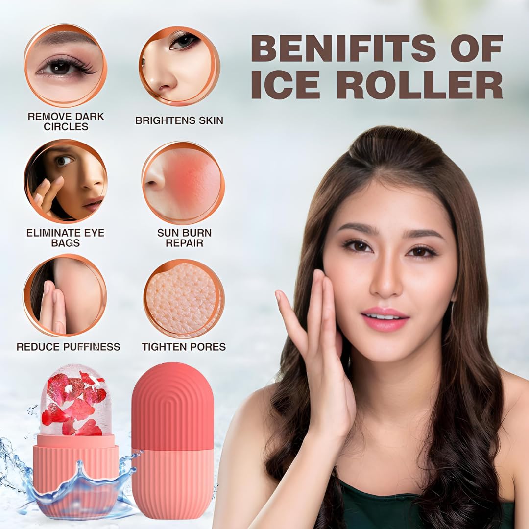 Face Ice Roller for Men & Women – Reusable & Unbreakable Face Massager for Glowing Skin, Puffy Eyes & Relaxation – Ice Cube Roller for Skin