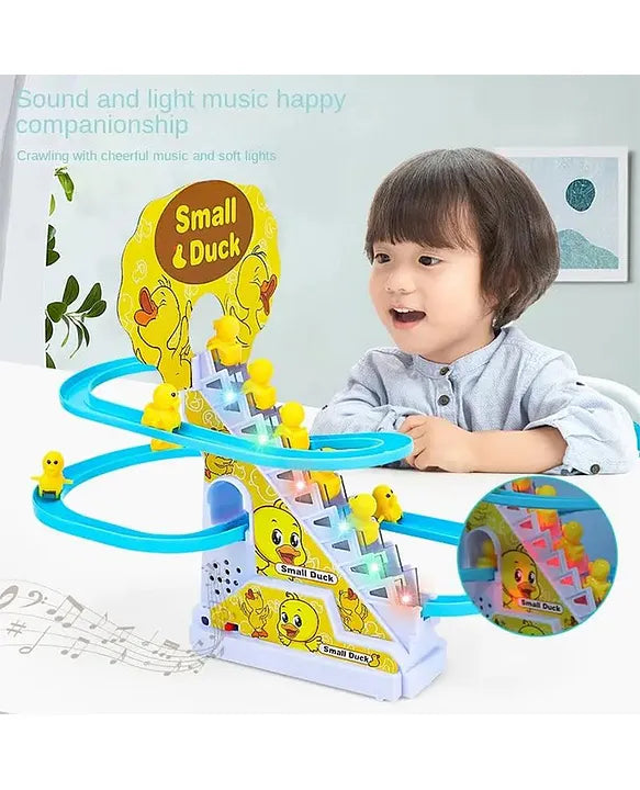 Musical Duck Climbing Toy with Lights – Automatic Stair Climber & Slide for Kids