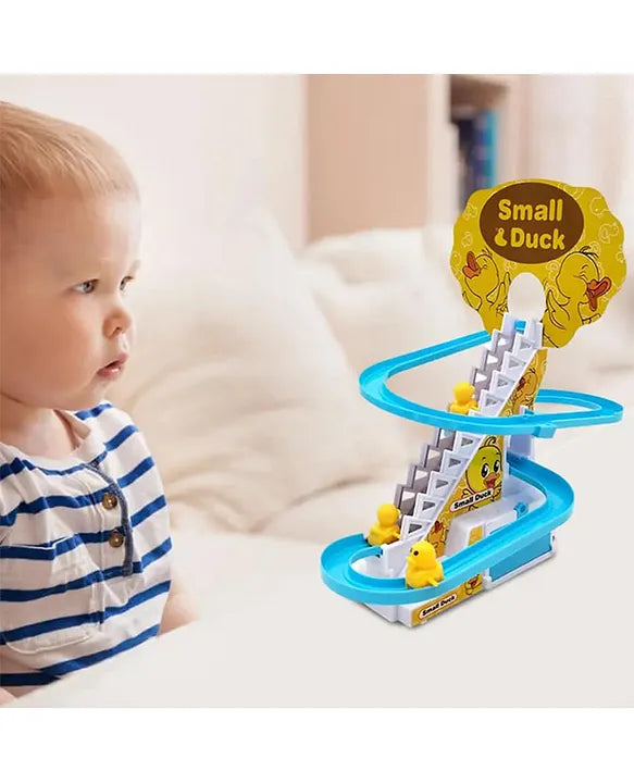Musical Duck Climbing Toy with Lights – Automatic Stair Climber & Slide for Kids