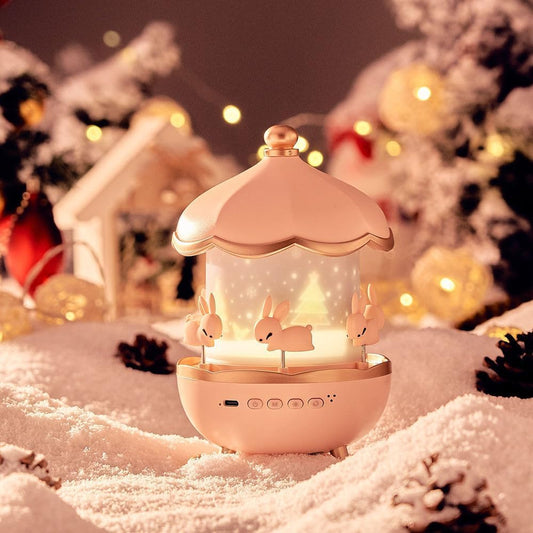 MELUDI Rabbit Night Light Projector | Bunny Night Light Cabin Projector Lamp 360° Rotatable LED Night Lamp for Kids Room Decor, Kids Night Lights for Girls Bedroom 6 Film Shade