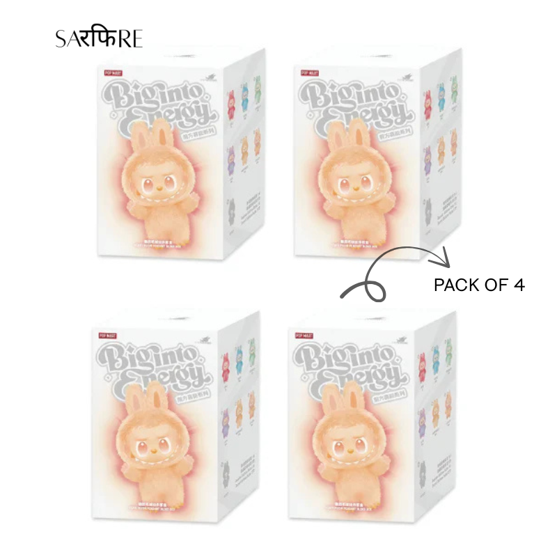 LABUBU Plush Pack of Random 4 – Pop Mart Big Into Energy Collection | Love, Happiness, Loyalty, Serenity, Hope & Luck